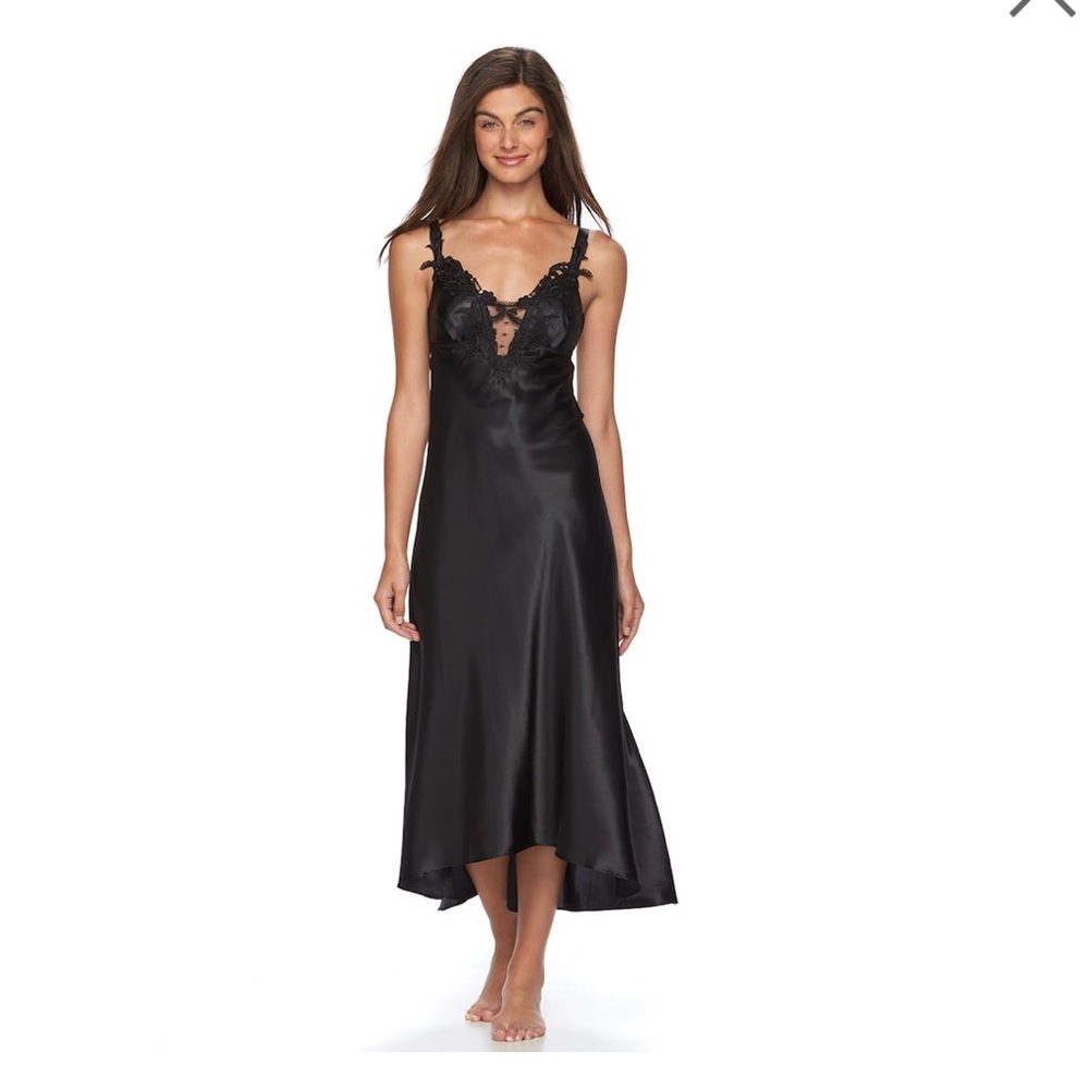 Black silk slip dress